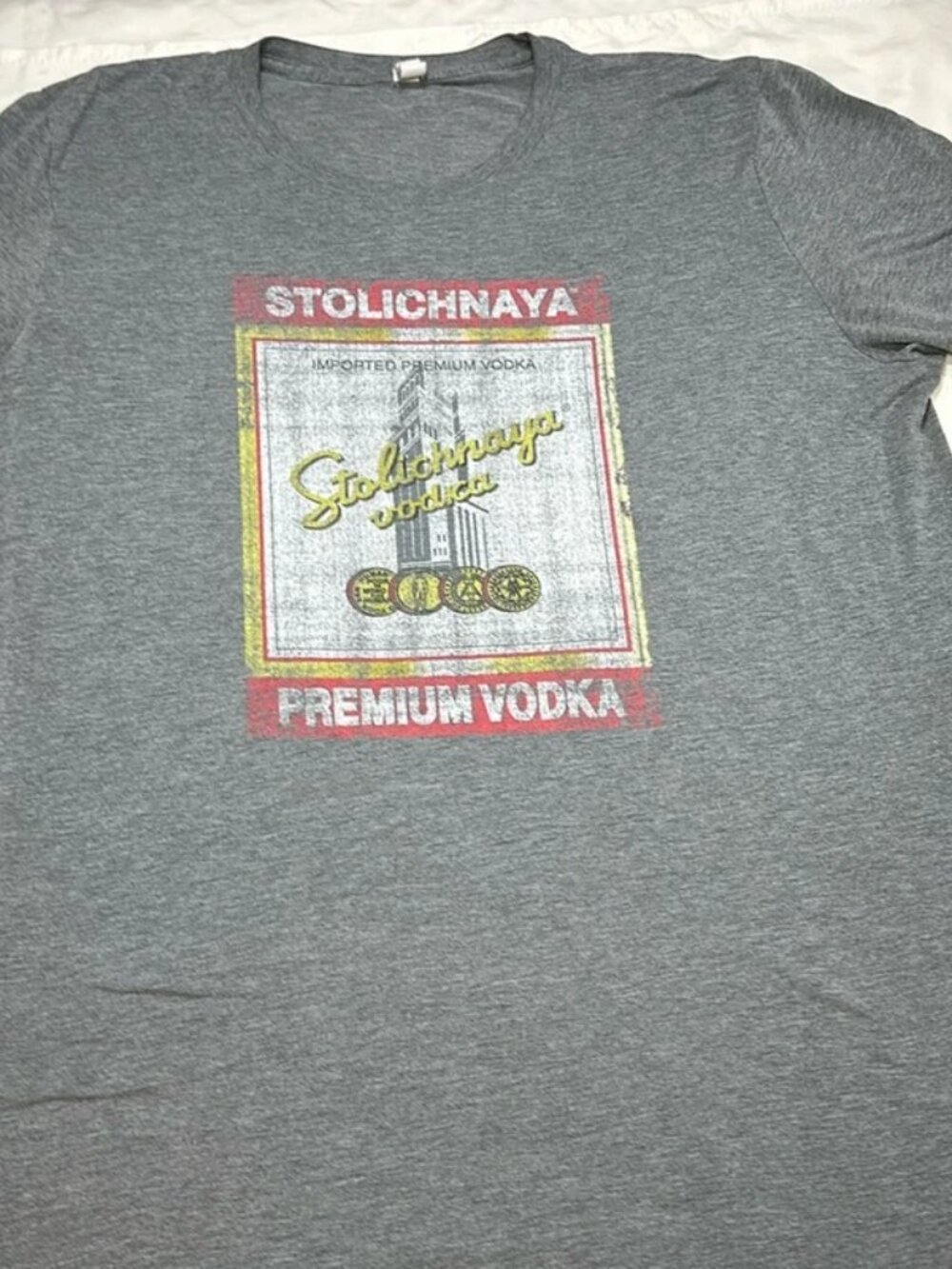 Men’s premium vodka graphic tee, size Medium.